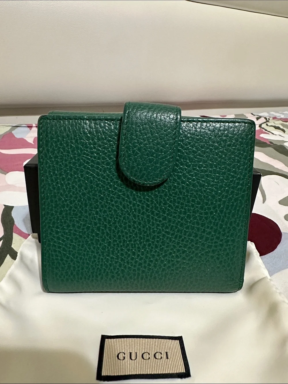 Gucci Green Pebbled Leather Wallet